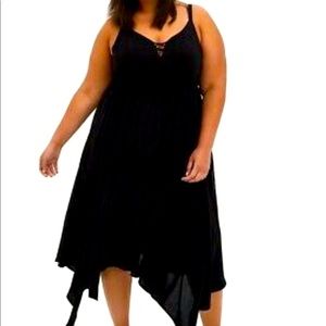 Women's Black HANDKERCHIEF MIDI DRESS - CHALLIS New w/tags